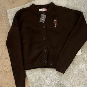 NWT Brown Button Up Sweater